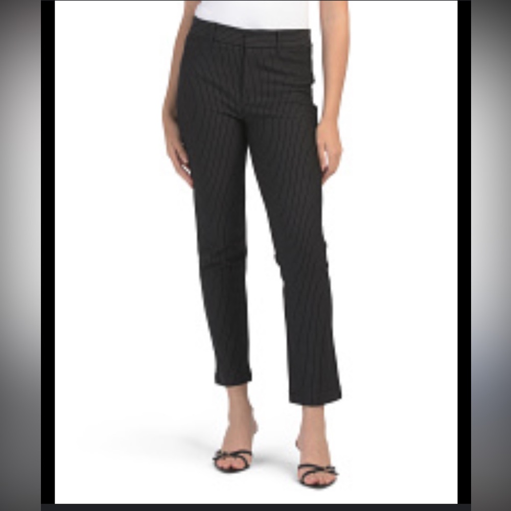 Set JONES New York Black Striped High Rise Straight Leg Pant & pinstripe jacket - Picture 2 of 12